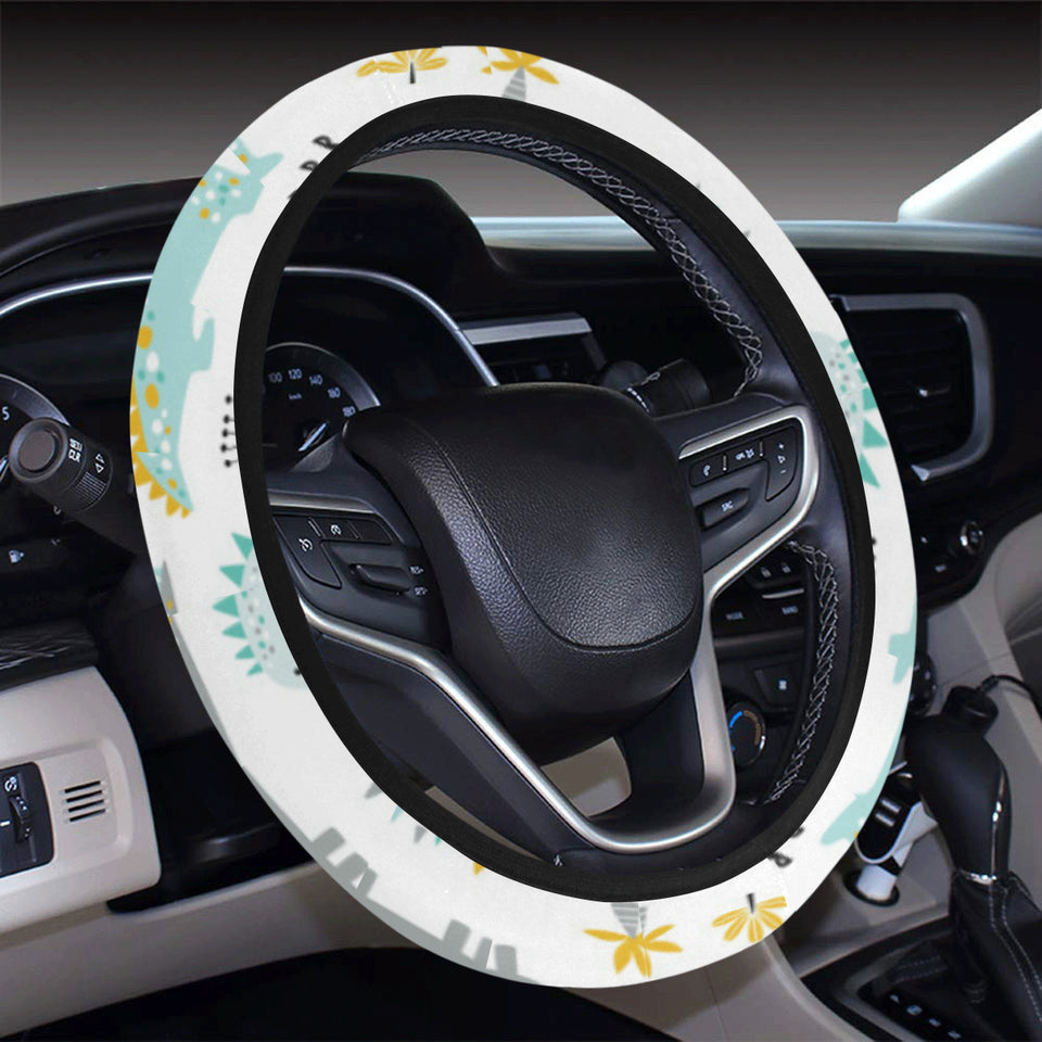 Cute funny kids dinosaurs pattern Car Steering Wheel Cover
