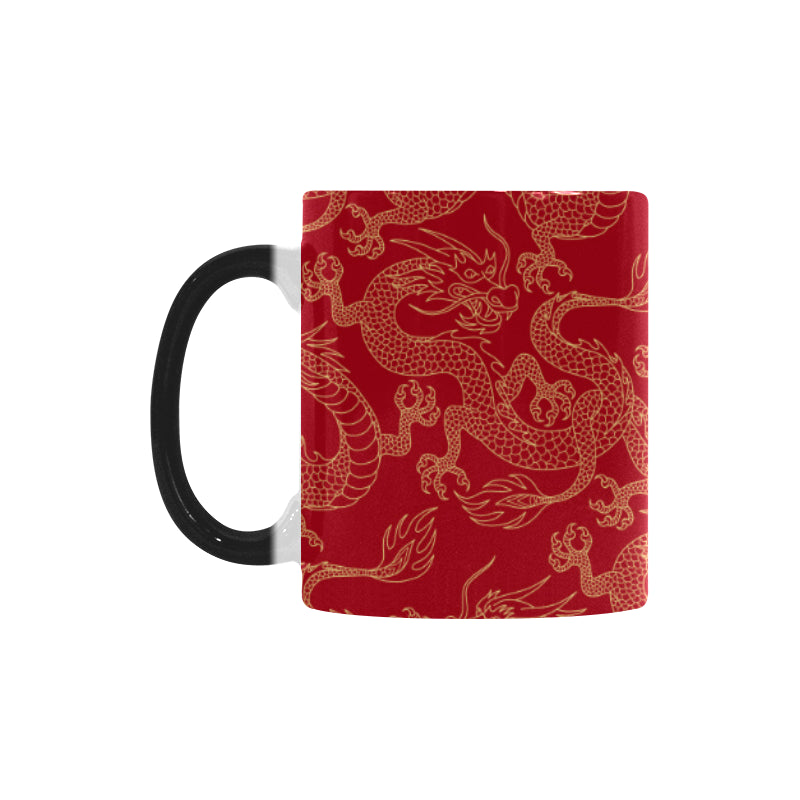 Gold dragons red background Morphing Mug Heat Changing Mug