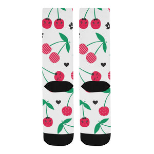 cherry pattern white background Crew Socks