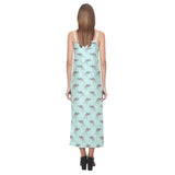 Kangaroo pattern background V-Neck Open Fork Long Dress