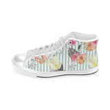 Colorful orchid flower pattern Men's High Top Canvas Shoes White