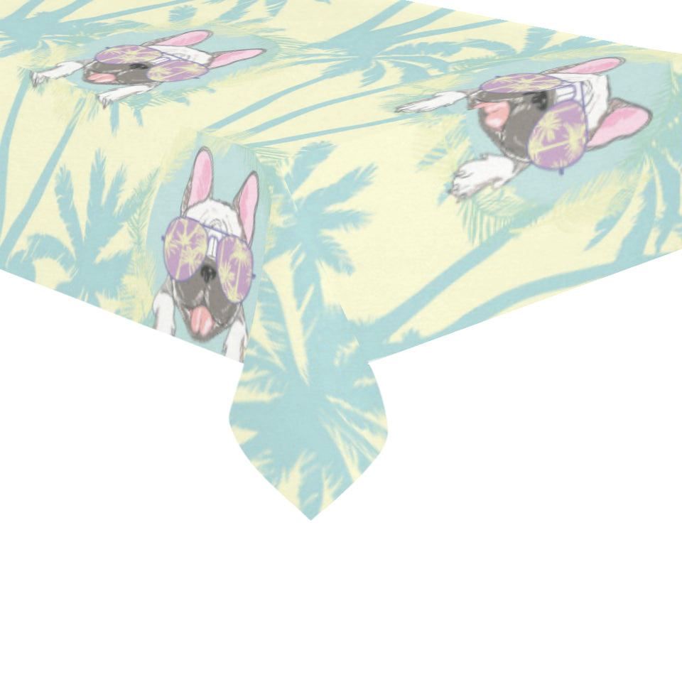 French bulldog hawaii blackground Tablecloth