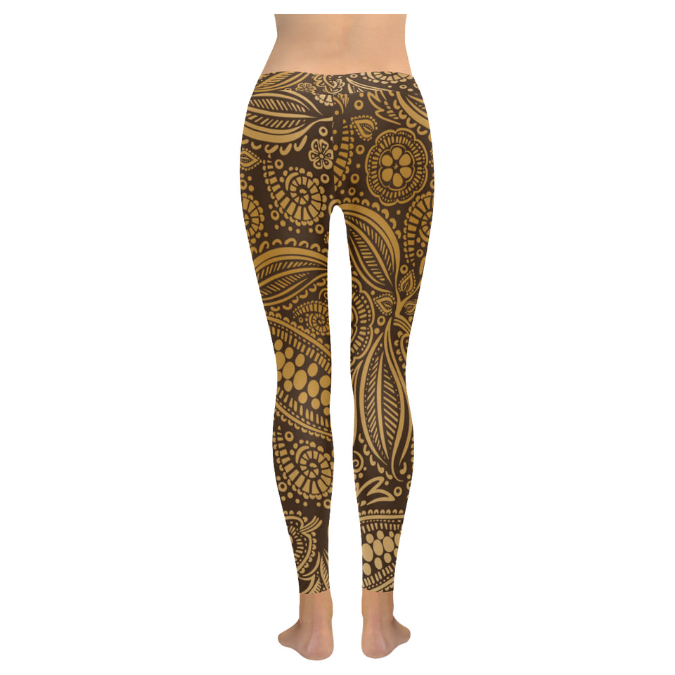 cacao beans tribal polynesian pattern background Women's Legging Fulfilled In US
