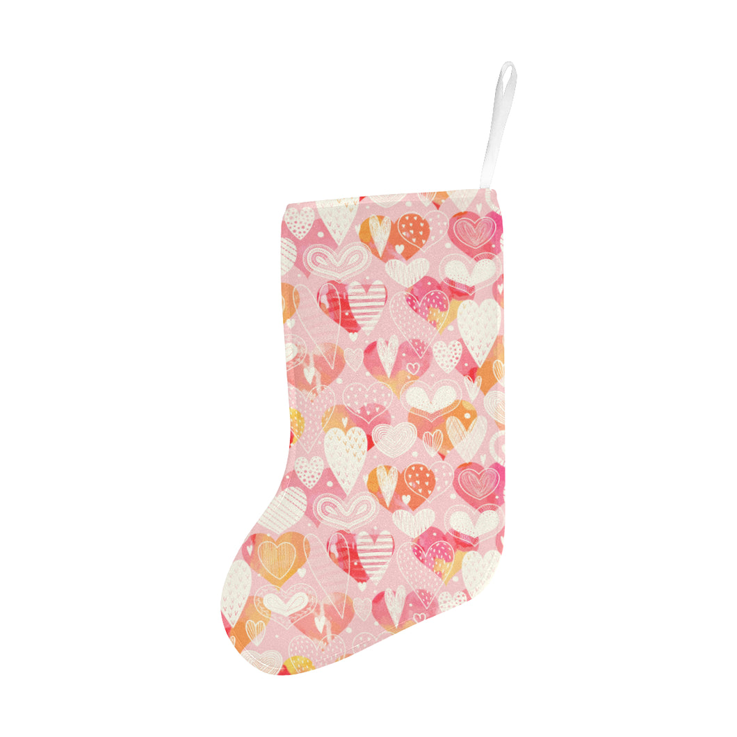 Hand drawn heart design pattern Christmas Stocking