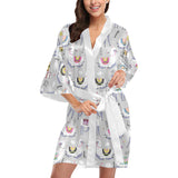 Cute Llama Alpaca pattern Women's Short Kimono Robe
