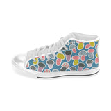 Colorful mushroom design pattern Men's High Top Canvas Shoes White
