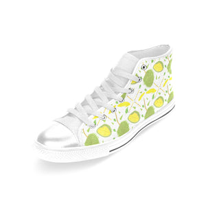 Durian pattern background Women's High Top Canvas Shoes White