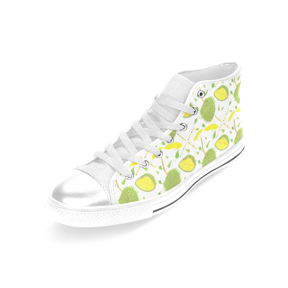 Durian pattern background Women's High Top Canvas Shoes White