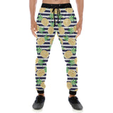 Pineapples pattern striped background Unisex Casual Sweatpants
