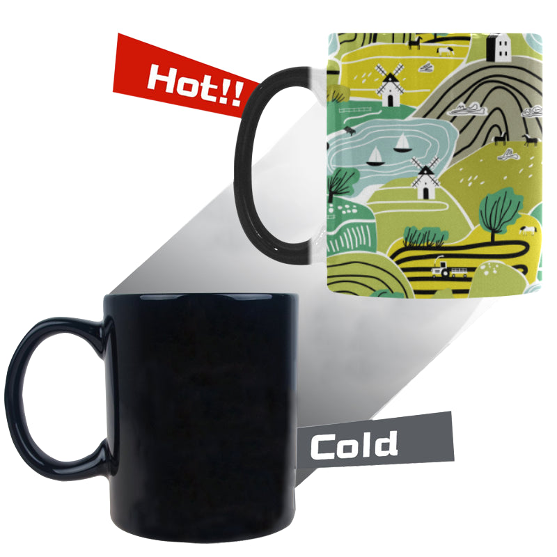 Hand drawn windmill pattern Morphing Mug Heat Changing Mug