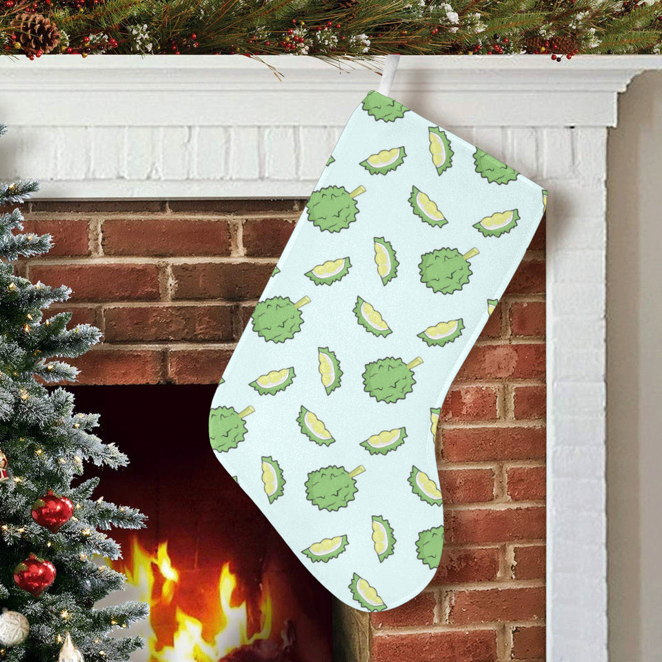 Durian pattern blue background Christmas Stocking