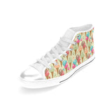 Colorful ice cream pattern Women's High Top Canvas Shoes White