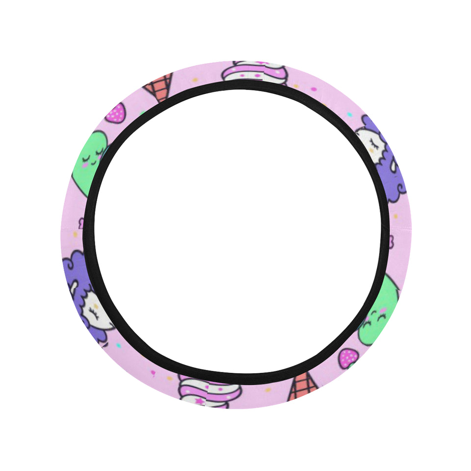 Cute ice cream cone animal pattern Car Steering Wheel Cover