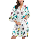 Dragonflies ginkgo leaves pattern Women's Short Kimono Robe
