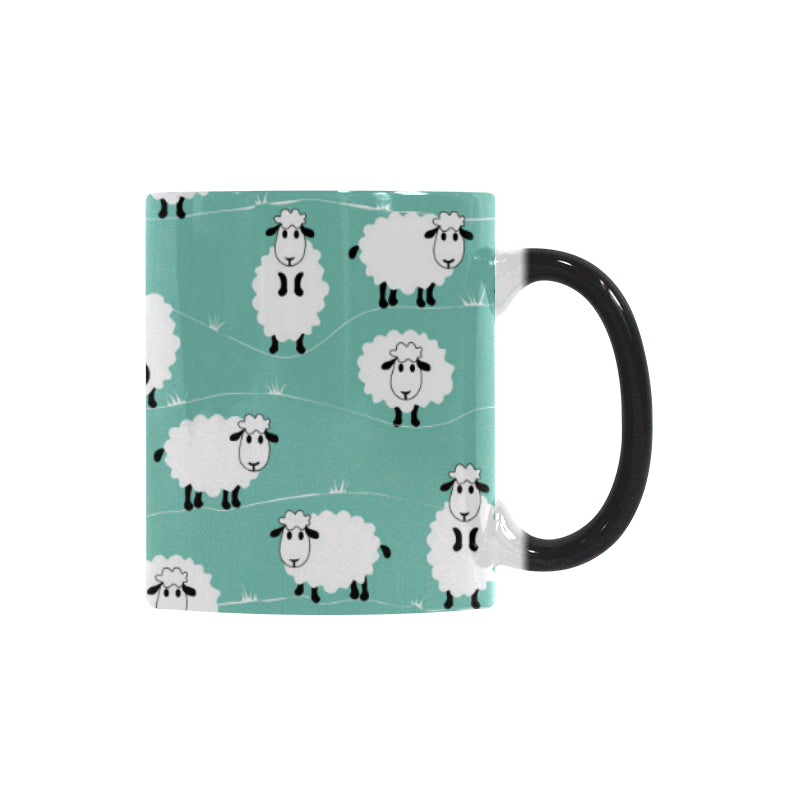 Cute sheep green background Morphing Mug Heat Changing Mug