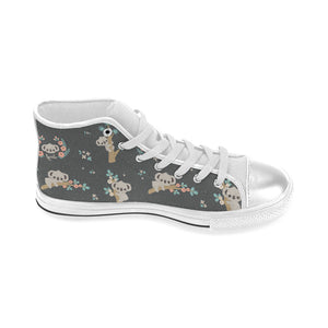 Cute koala pattern Women's High Top Canvas Shoes White