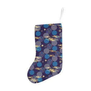 Blue japanese pattern cloud wave flower Christmas Stocking