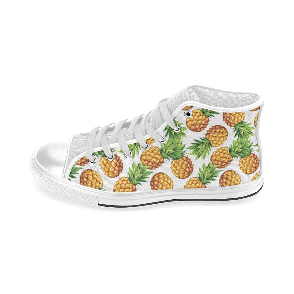 Pineapples design pattern Men's High Top Canvas Canvas Shoes White