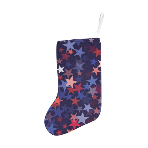 Red blue star pattern Christmas Stocking
