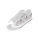 Cute french bulldog pattern Men's Low Top Canvas Shoes White