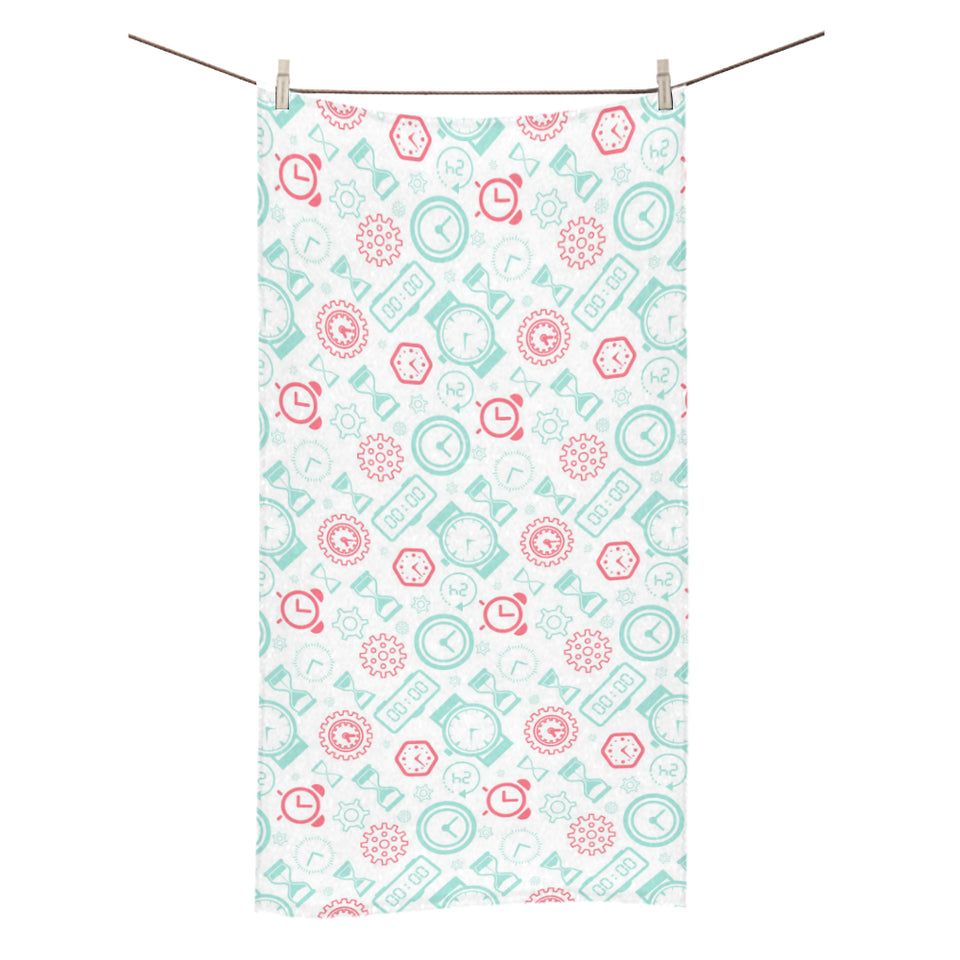 Clock time pattern blackground Bath Towel