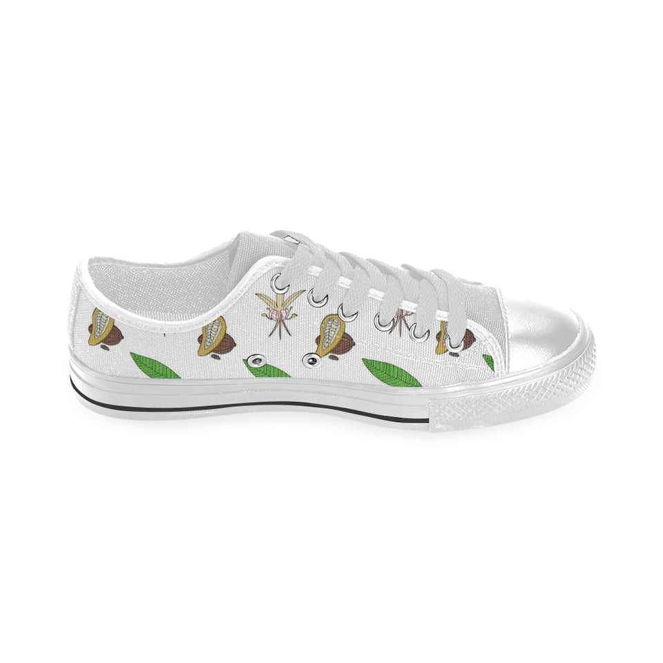 Color hand drawn cacao pattern Men's Low Top Shoes White