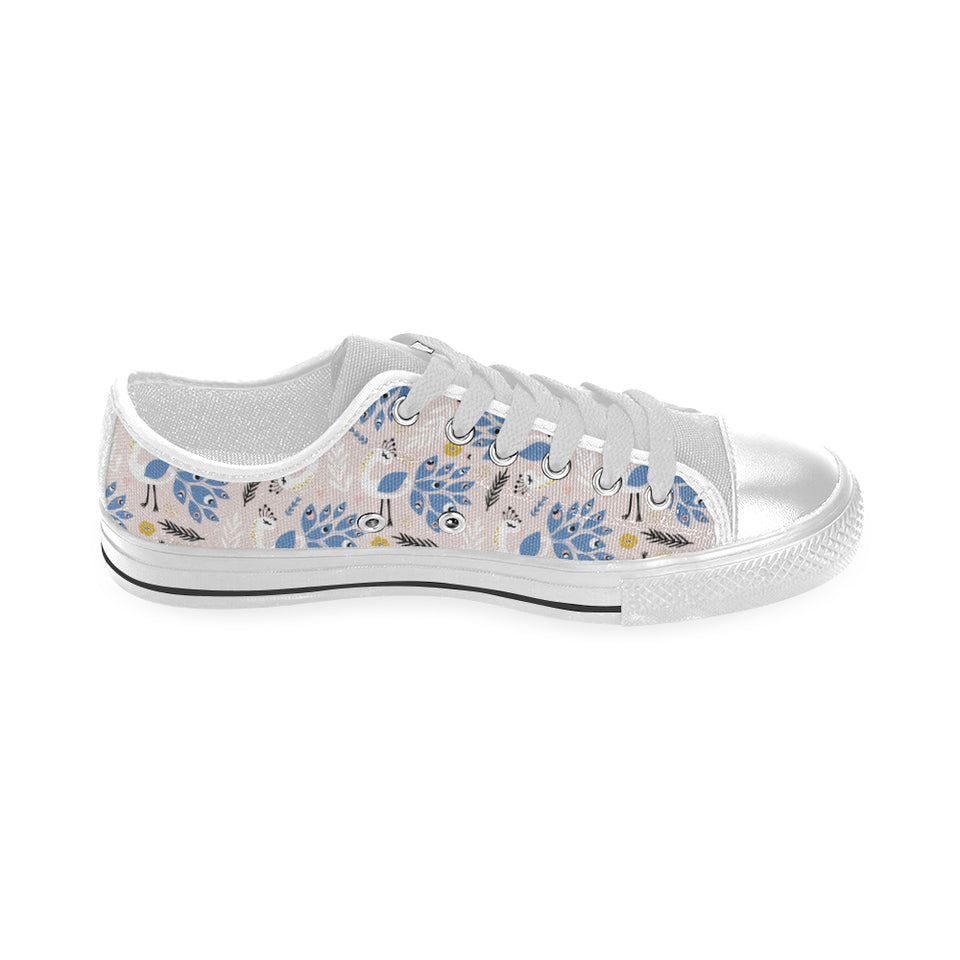 Cute peacock pattern Men's Low Top Shoes White