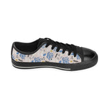 Cute peacock pattern Men's Low Top Canvas Shoes Black