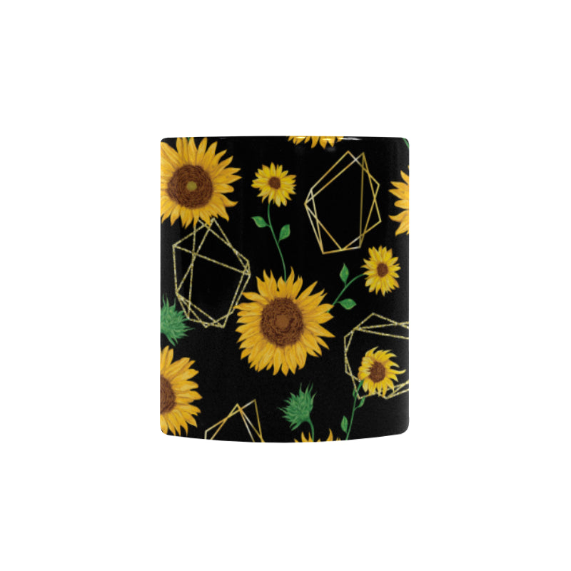 sunflower golden polygonal shapes Morphing Mug Heat Changing Mug