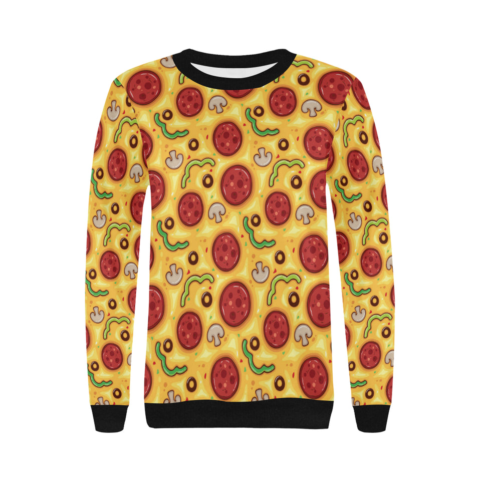 Pizza texture pattern Women's Crew Neck Sweatshirt