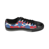 American football ball star stripes pattern Men's Low Top Canvas Shoes Black