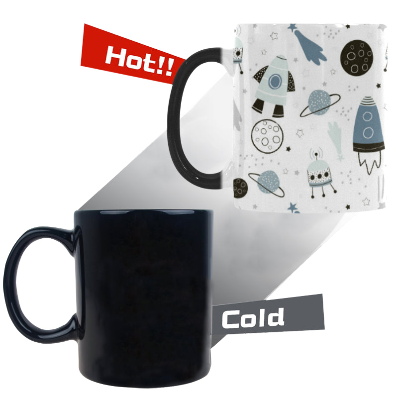 Hand drawn space elements space rocket star planet Morphing Mug Heat Changing Mug