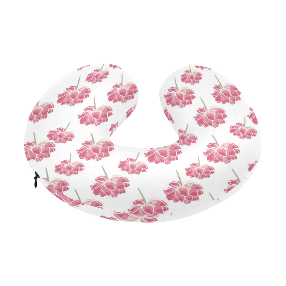 Pink lotus waterlily pattern U-Shaped Travel Neck Pillow