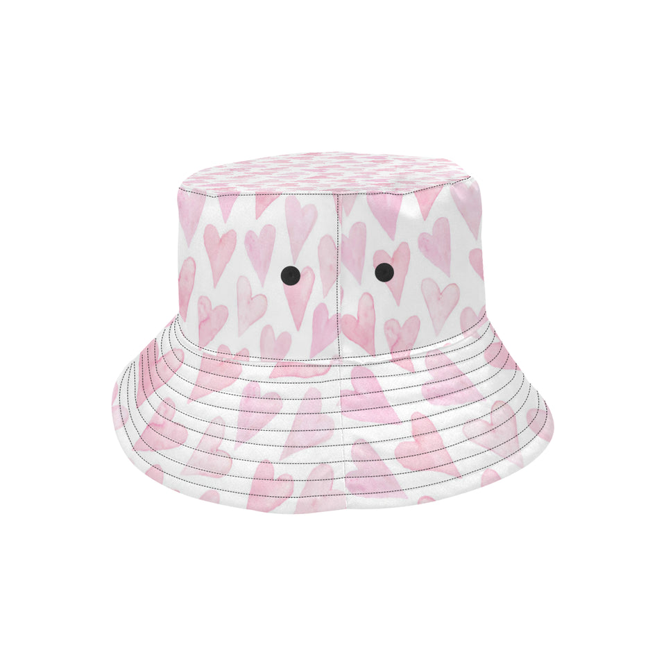 Watercolor pink heart pattern Unisex Bucket Hat