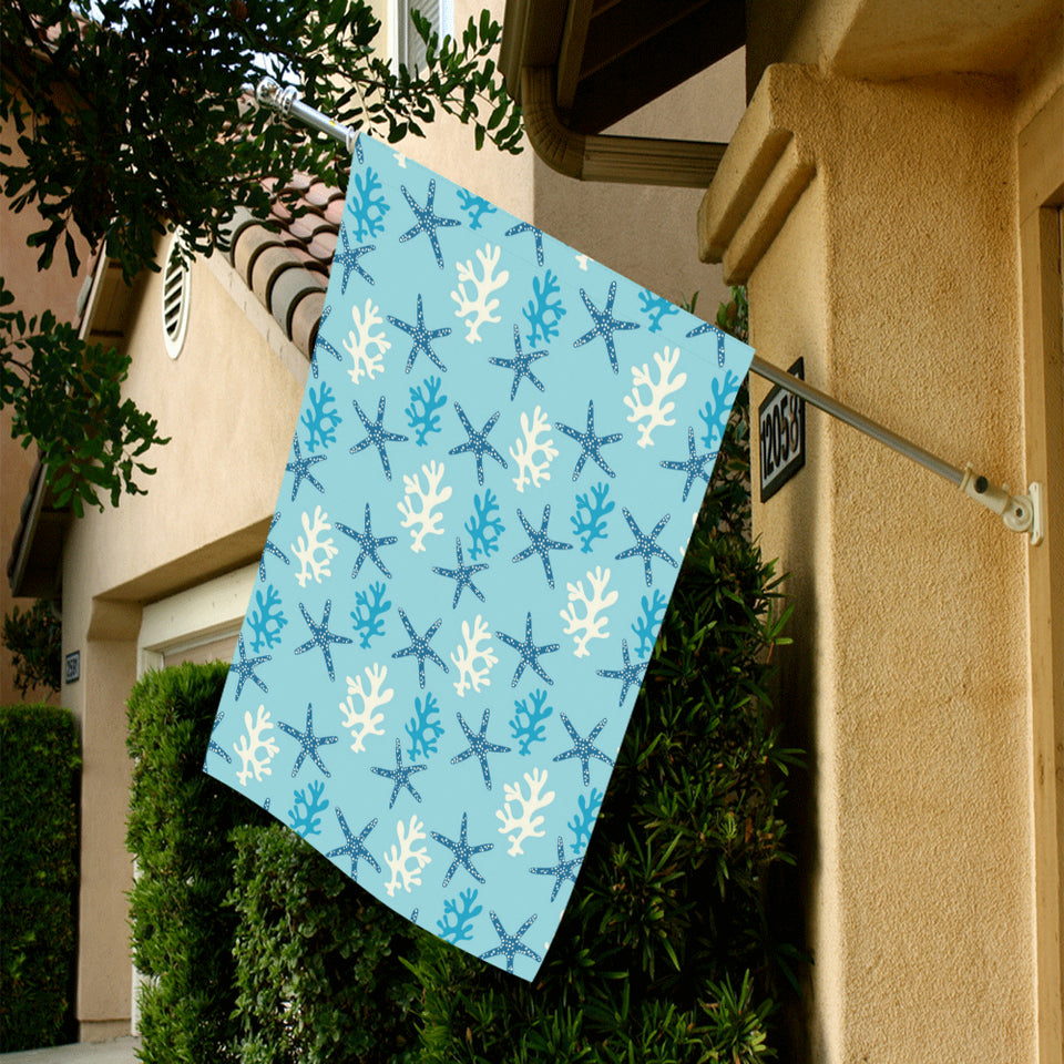 Blue starfish coral reef pattern House Flag Garden Flag