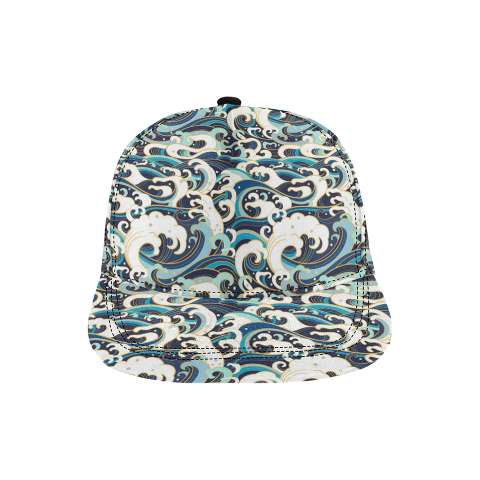 Japanese wave pattern All Over Print Snapback Cap