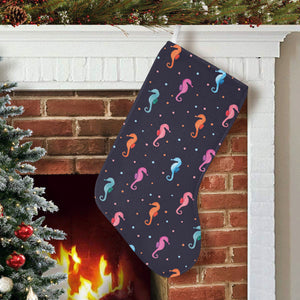 Watercolor colorful seahorse pattern Christmas Stocking