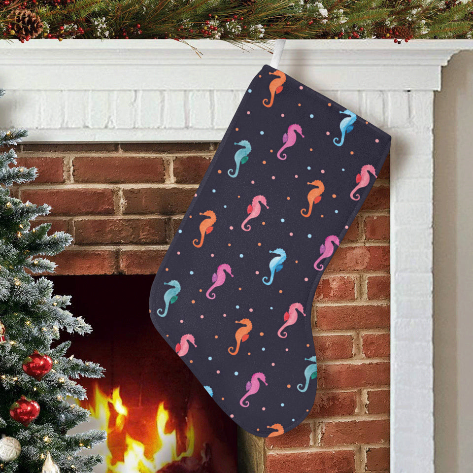 Watercolor colorful seahorse pattern Christmas Stocking