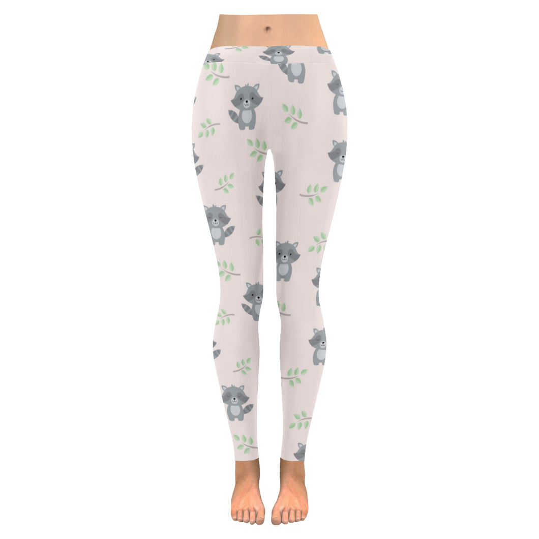 cute raccoons leaves pattern Women's Legging Fulfilled In US