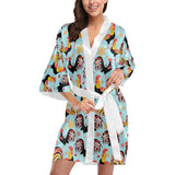 Rooster chicken cock snowfalke Women's Short Kimono Robe