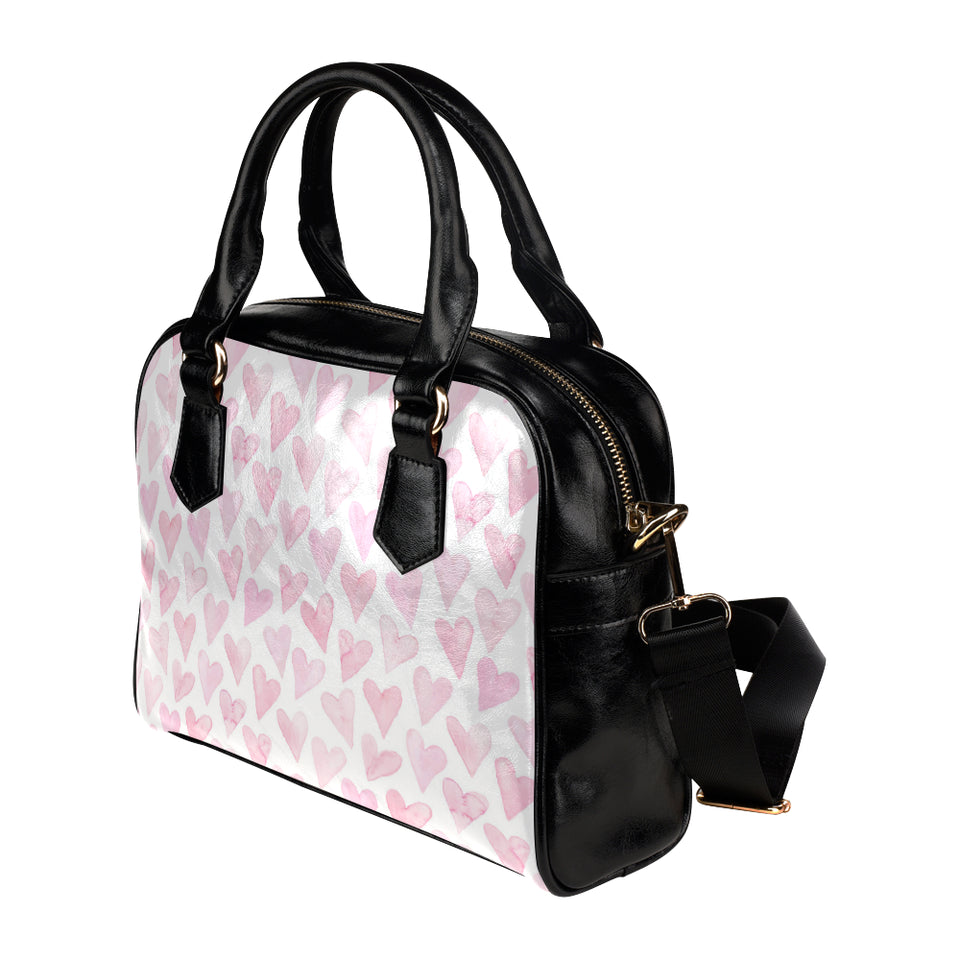 Watercolor pink heart pattern Shoulder Handbag