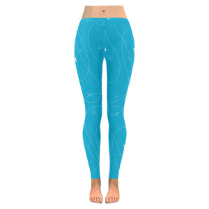 Airplane destinations blue background Women's Legging Fulfilled In US