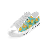 Banana Palm Leaves pattern background Men's Low Top Shoes White