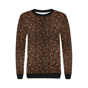 coffee bean pattern Women's Crew Neck Sweatshirt