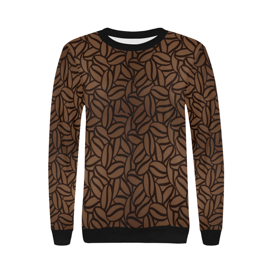 coffee bean pattern Women's Crew Neck Sweatshirt