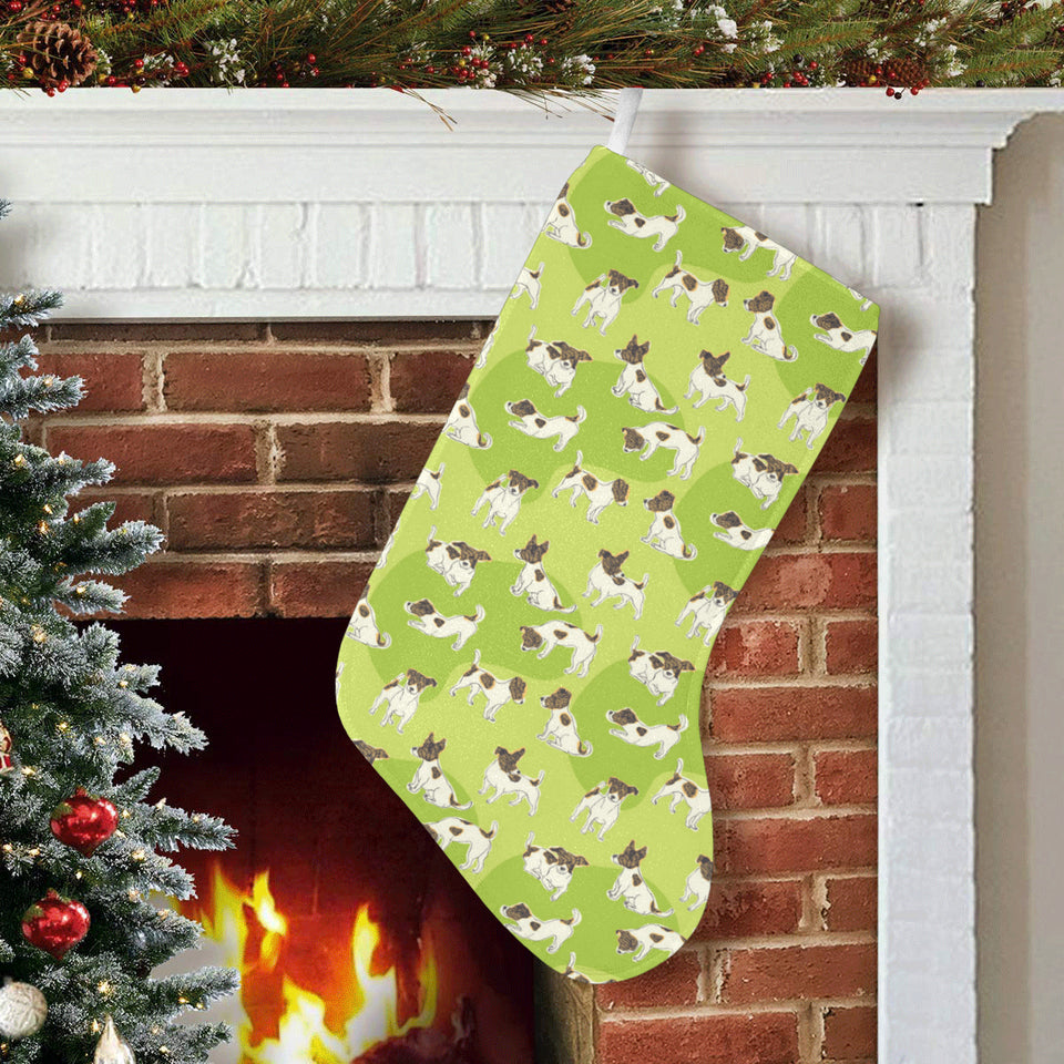 Jack Russel Pattern Print Design 01 Christmas Stocking