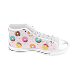 Donut pattern glaze pink background Men's High Top Canvas Shoes White