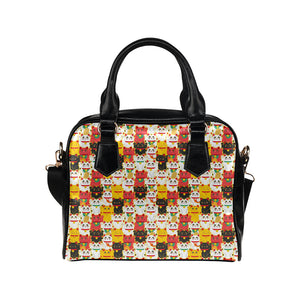 Colorful Maneki neko cat pattern Shoulder Handbag