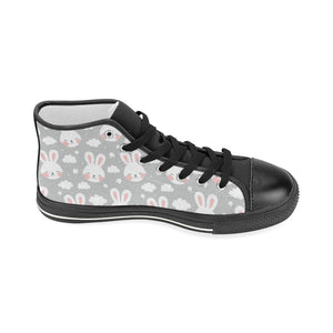 Rabbit cloud Pattern Women's High Top Canvas Shoes Black