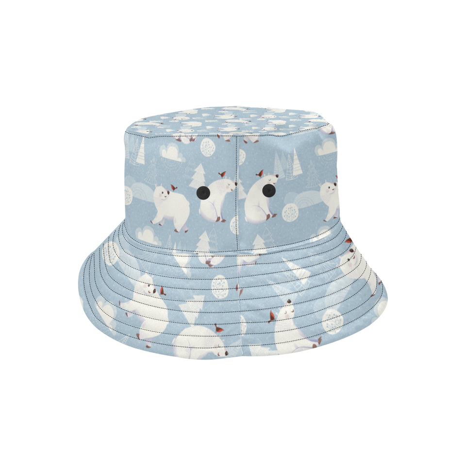 Cute polar bears Christmas decoration pattern Unisex Bucket Hat